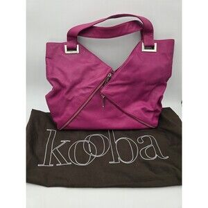 KOOBA Magenta Pink Oversized Leather Ryder Shoulder Purse Handbag Zipper Dustbag